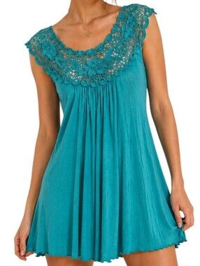 Simply Irresistible Crochet Mini Dress Women Large Blue Green Fairy Y2K
